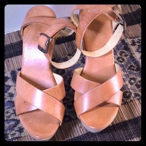 Bed Stu  Ankle Sandals  with 4” wood heel size 10